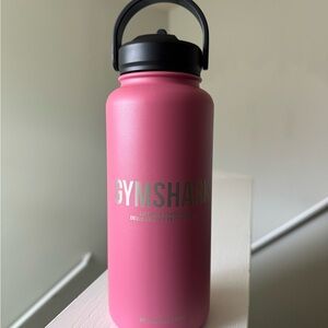 Gymshark Pink Insulated Water Bottle with Black Cap